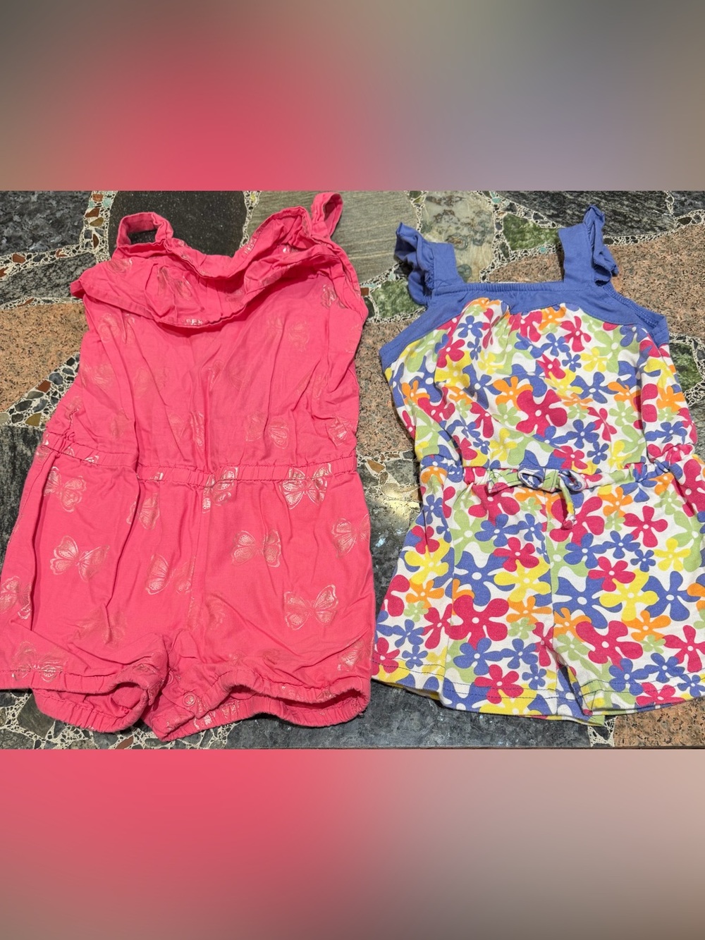 One 3T and one 4T Girls Romper Set